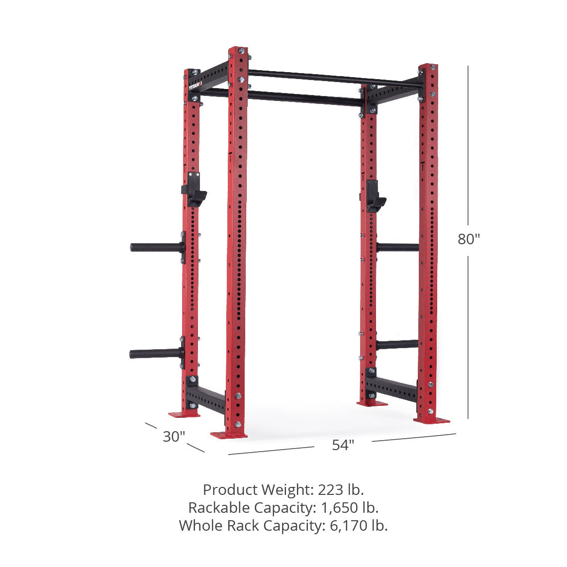 X-3 Series Bolt-Down Power Rack - 3 x 3" 11-gauge Steel Uprights | Red / 4 Pack Weight Plate Holders - view 74