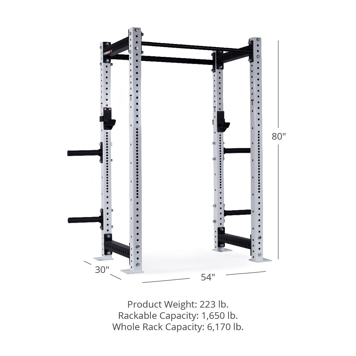 X-3 Series Bolt-Down Power Rack - 3 x 3" 11-gauge Steel Uprights | White / 4 Pack Weight Plate Holders - view 90