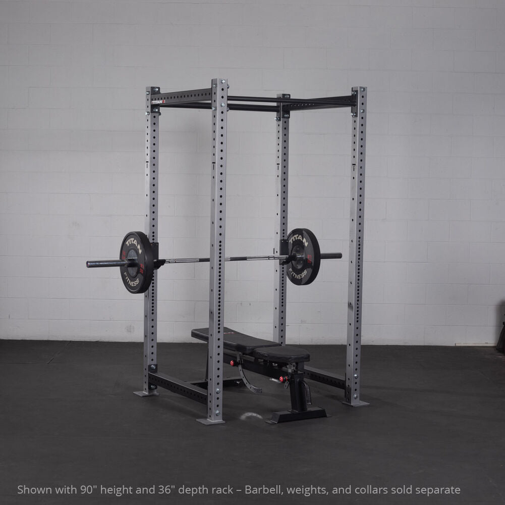 X-3 Series Bolt-Down Power Rack - Shown with 90" height and 36" depth rack - Barbell, bench, weights, and collars sold separate | Silver / 4 Pack Weight Plate Holders - view 116