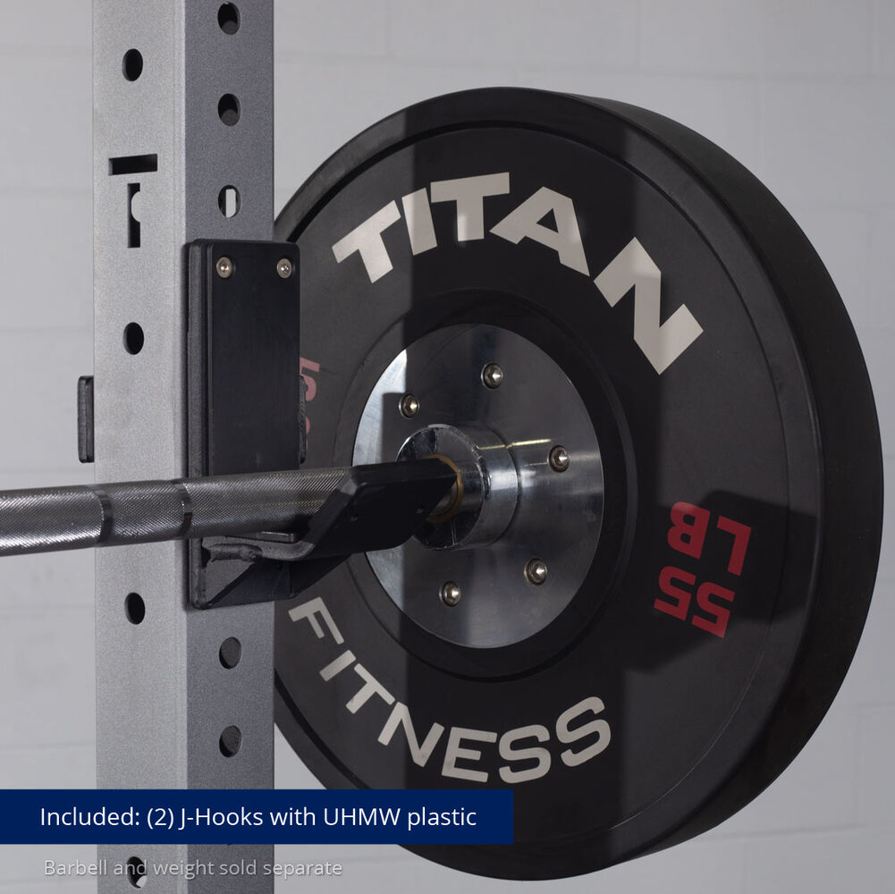 X-3 Series Bolt-Down Power Rack - (2) J-Hooks with UHMW plastic | Silver / No Weight Plate Holders - view 51