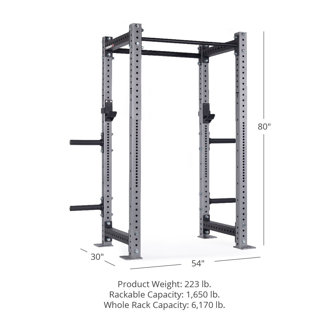 X-3 Series Bolt-Down Power Rack - Westside hole spacing through the bench and clean pull zone | Silver / 4 Pack Weight Plate Holders