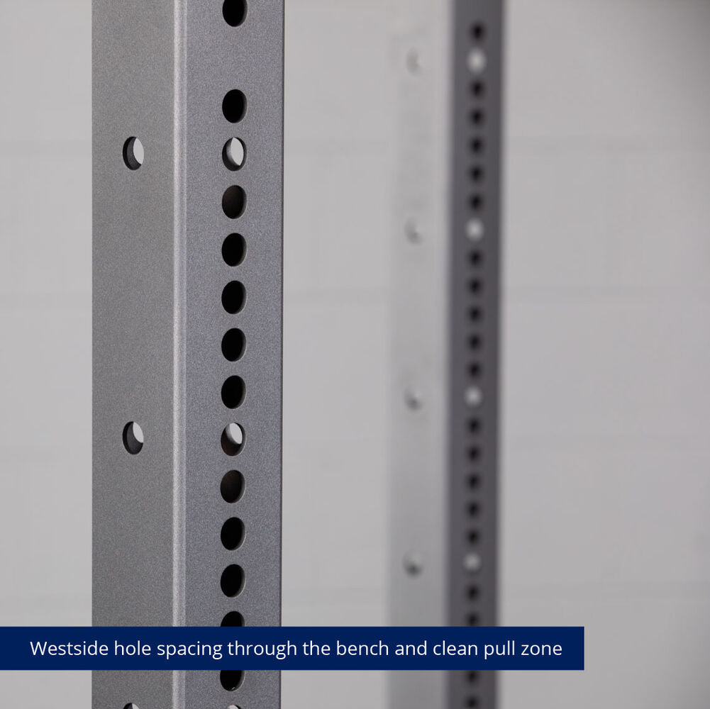 X-3 Series Bolt-Down Power Rack - Westside hole spacing through the bench and clean pull zone | Silver / 4 Pack Weight Plate Holders - view 120