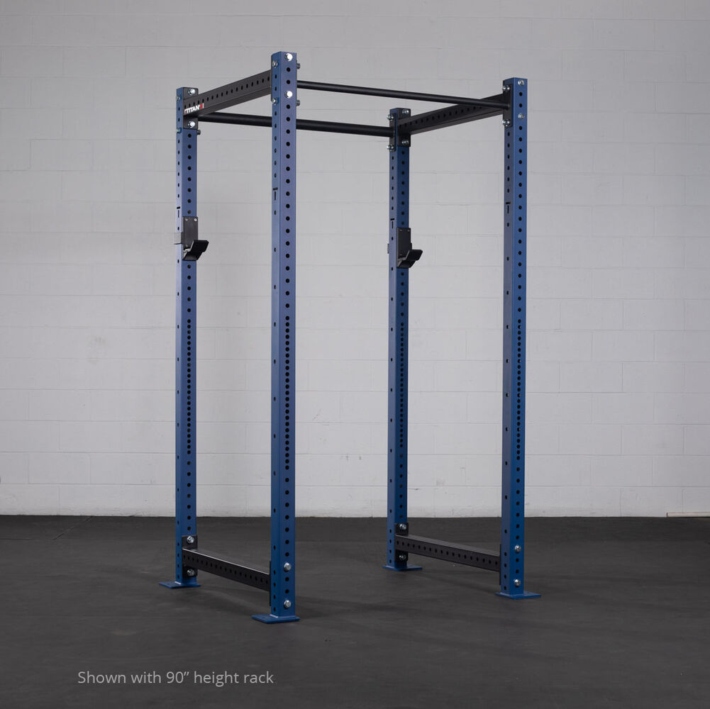 X-3 Series Bolt-Down Power Rack - Shown with 90: height rack | Navy / 4 Pack Weight Plate Holders - view 81