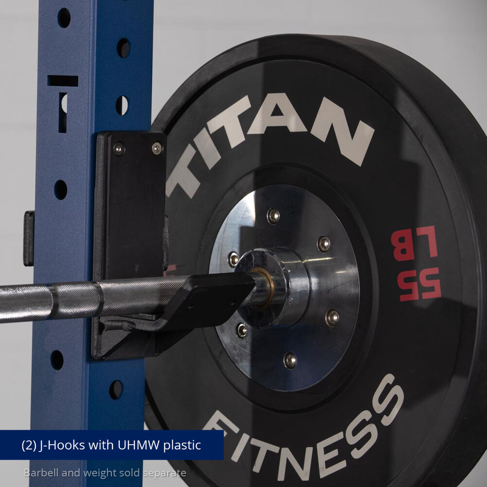 X-3 Series Bolt-Down Power Rack - (2) J-Hooks with UHMW plastic | Navy / No Weight Plate Holders - view 17