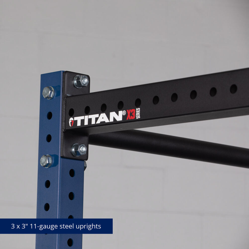 X-3 Series Bolt-Down Power Rack - 3 x 3-inch 11-gauge Steel Uprights | Navy / 4 Pack Weight Plate Holders - view 87