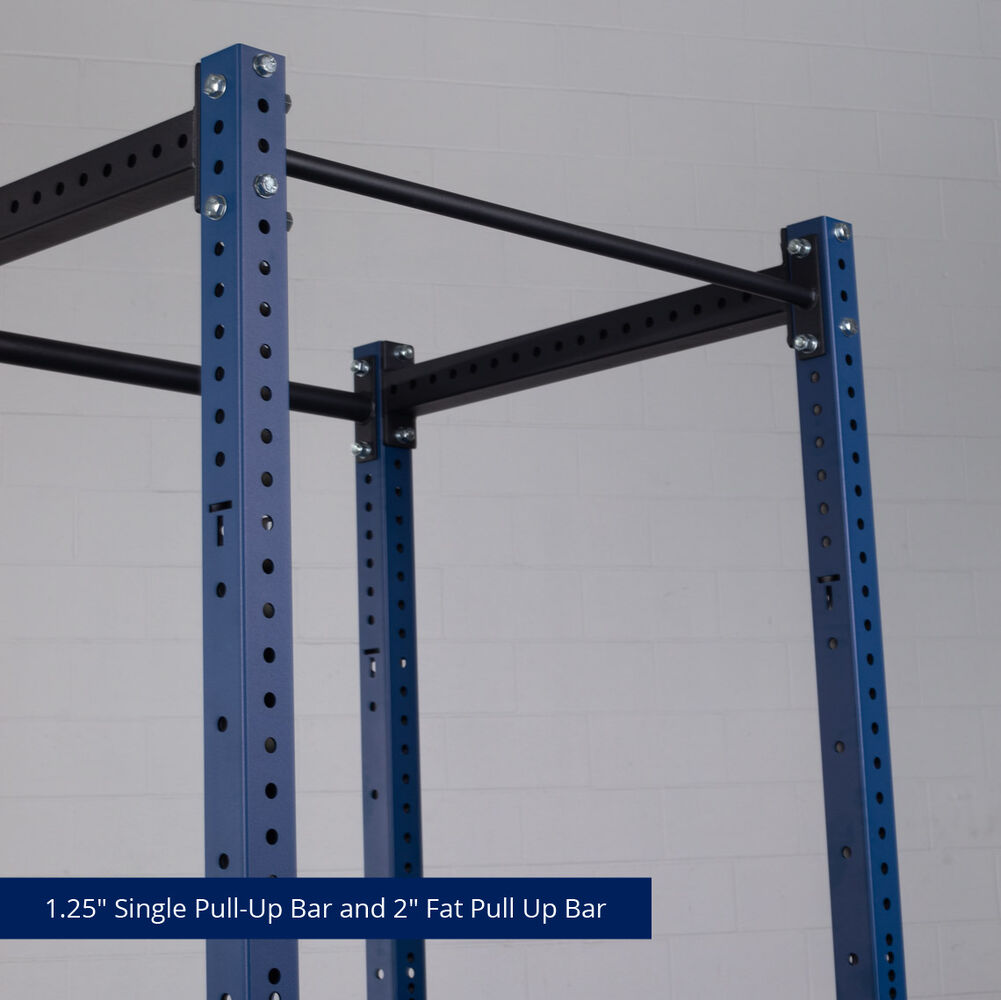 X-3 Series Bolt-Down Power Rack - 1.25" Single Pull-Up Bar and 2" Fat Pull-Up Bar | Navy / 4 Pack Weight Plate Holders - view 88