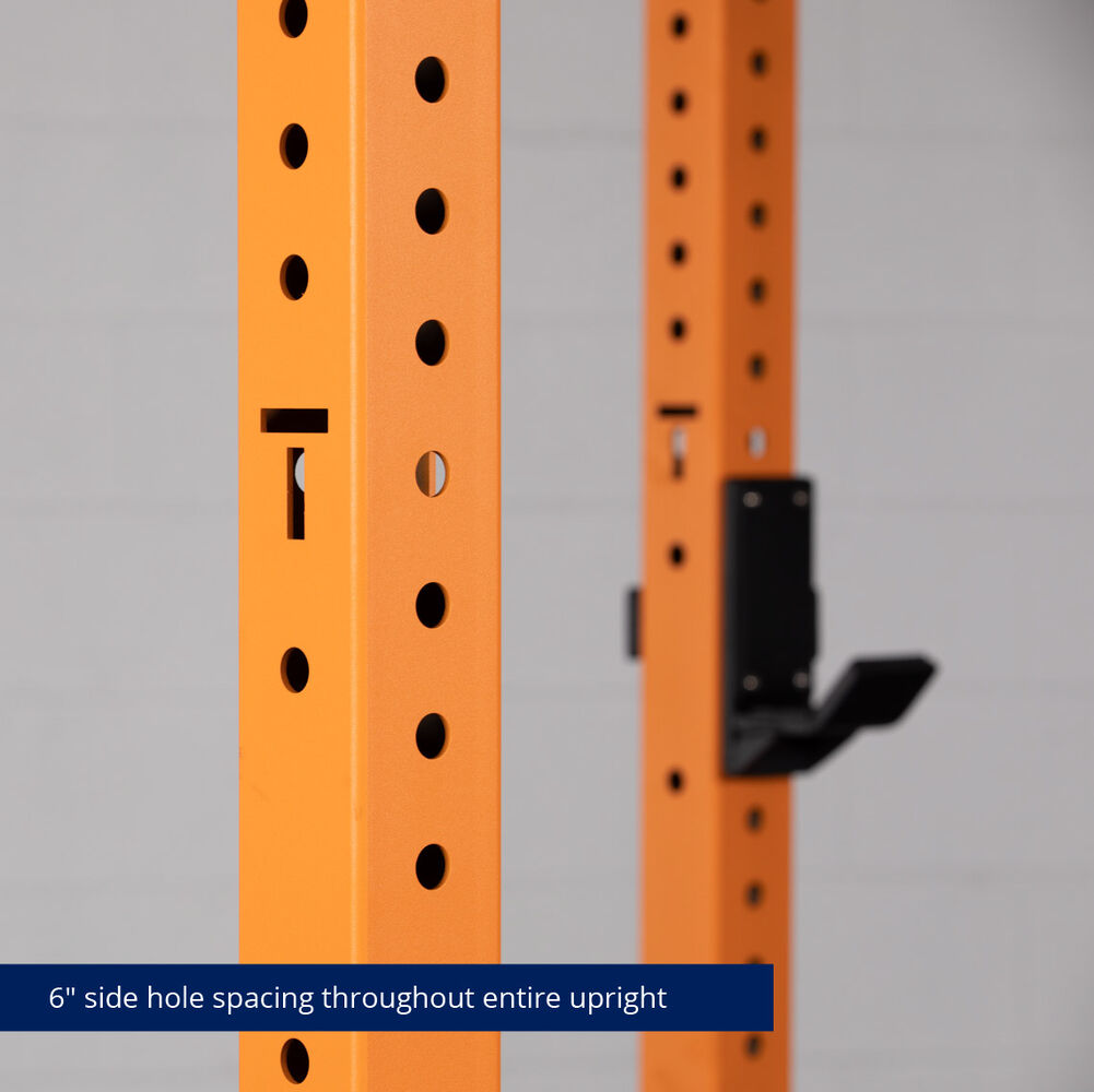 X-3 Series Bolt-Down Power Rack - 6" side hole spacing throughout entire upright | Orange / 4 Pack Weight Plate Holders - view 96