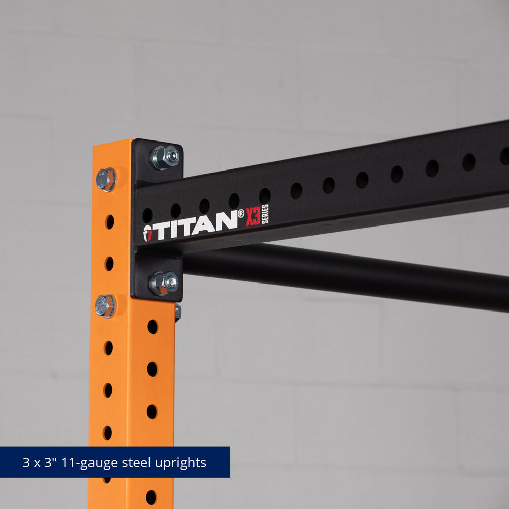 X-3 Series Bolt-Down Power Rack - 3 x 3" 11-gauge Steel Uprights | Orange / No Weight Plate Holders - view 31