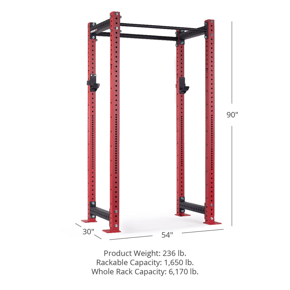 X-3 Series Bolt-Down Power Rack - 30", 54", 90" Product Weight: 236 lb. Rackable Capacity: 1,650 lb. Whole Rack Capacity: 6,170 lb | Red / 4 Pack Weight Plate Holders