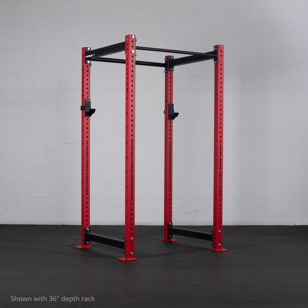 X-3 Series Bolt-Down Power Rack - Shown with 36" depth rack | Red / No Weight Plate Holders - view 36
