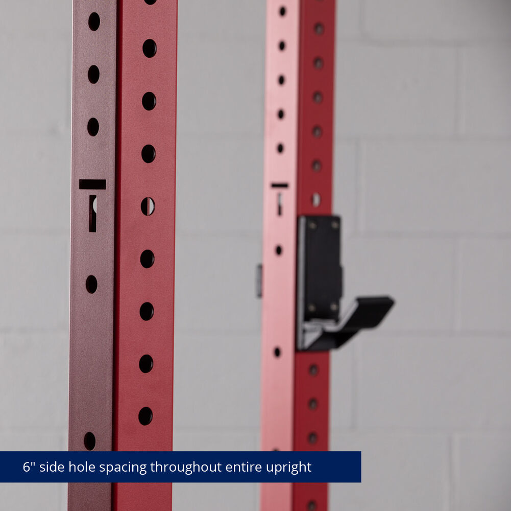 X-3 Series Bolt-Down Power Rack - 6" side hole spacing throughout entire upright | Red / No Weight Plate Holders