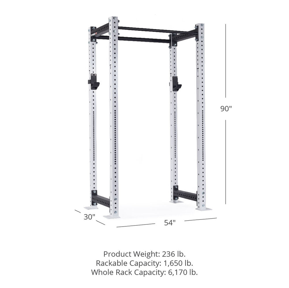 X-3 Series Bolt-Down Power Rack - 30", 54", 90" Product Weight: 236 lb. Rackable Capacity: 1,650 lb. Whole Rack Capacity: 6,170 lb | White / 4 Pack Weight Plate Holders - view 135