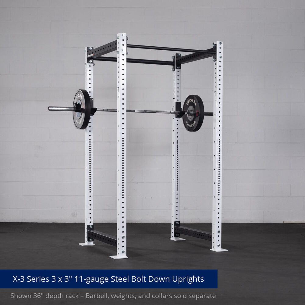 X-3 Series Bolt-Down Power Rack - 3 x 3" 11-gauge Steel Bolt Down Uprights | White / 4 Pack Weight Plate Holders - view 127