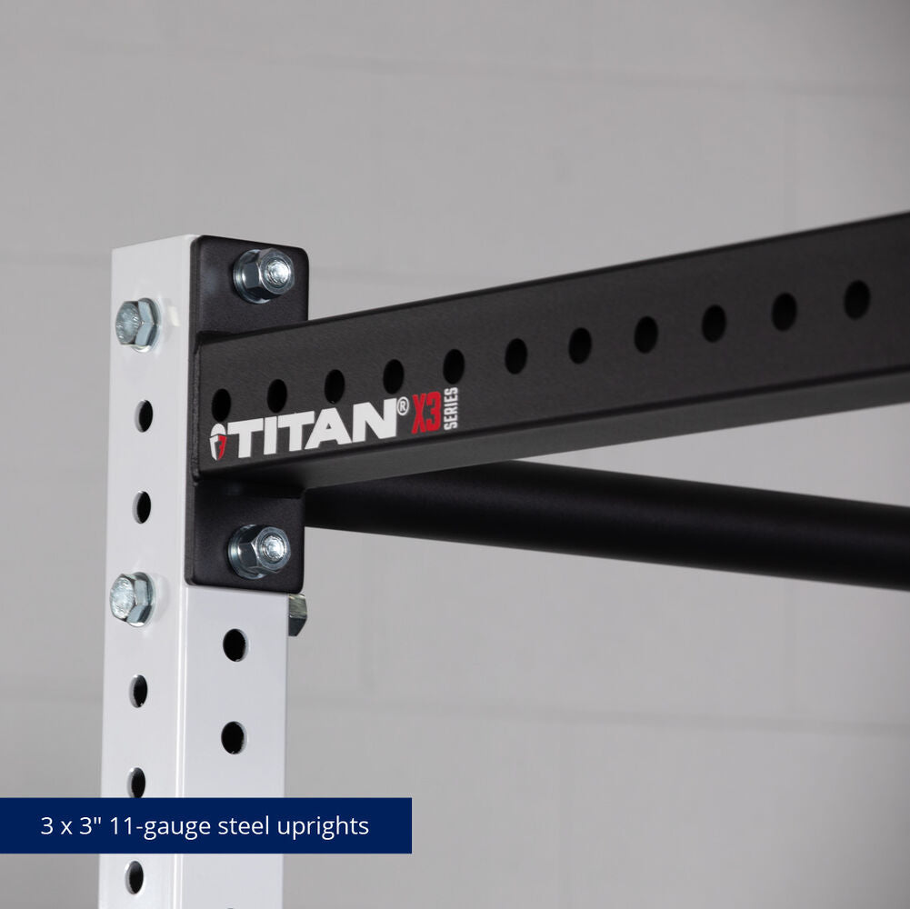 X-3 Series Bolt-Down Power Rack - 3 x 3" 11-gauge Steel Uprights | White / No Weight Plate Holders