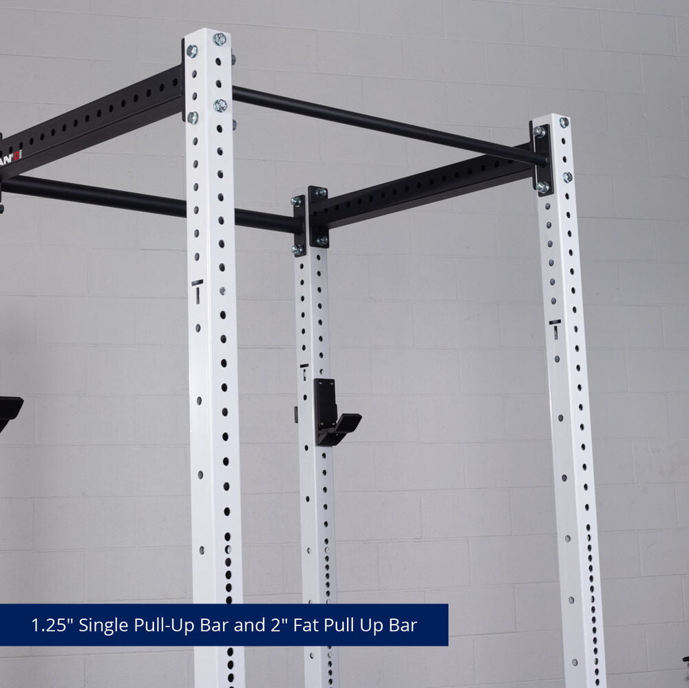 X-3 Series Bolt-Down Power Rack - 1.25" Single Pull-Up Bar and 2" Fat Pull-Up Bar | White / 4 Pack Weight Plate Holders - view 133