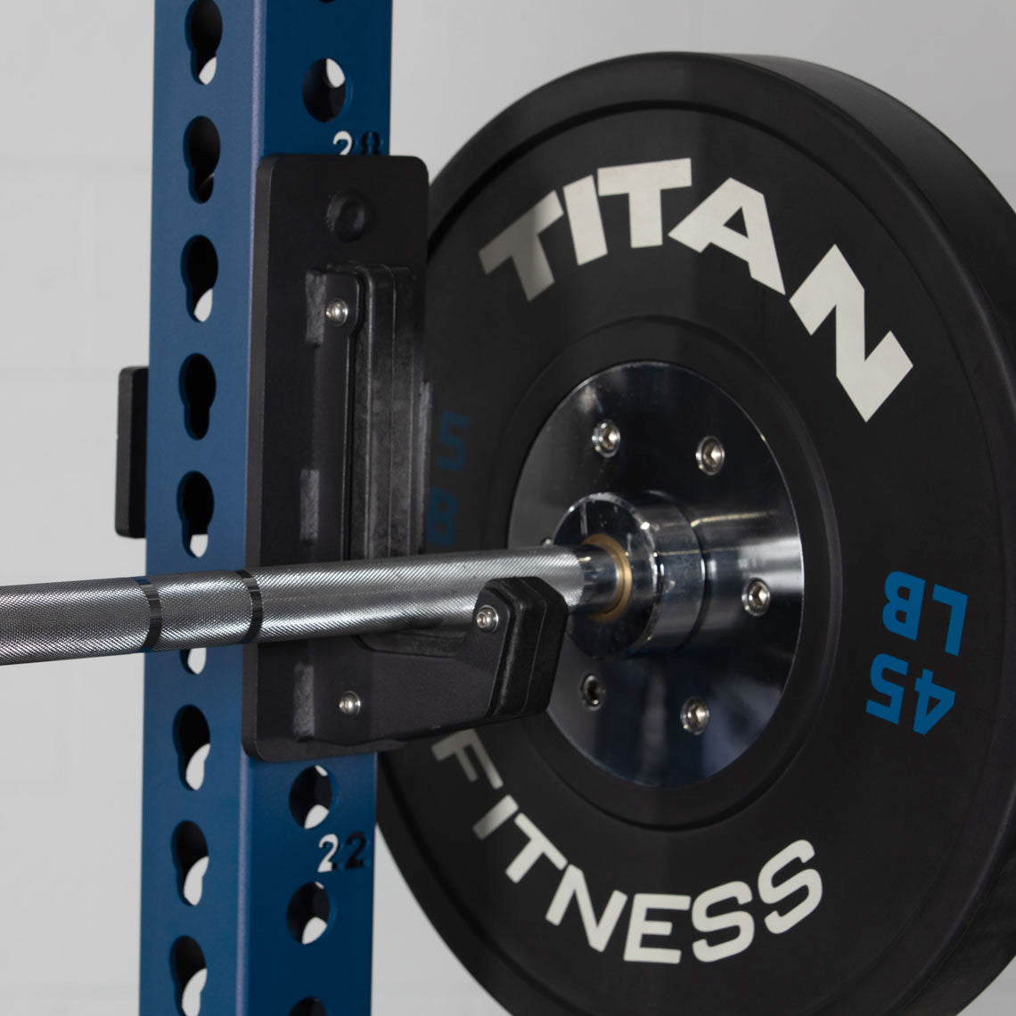 TITAN Series Power Rack - 2" Side Hole Spacing Throughout Entire Rack | Navy / 2” Fat Pull-Up Bar / Sandwich J-Hooks - view 39