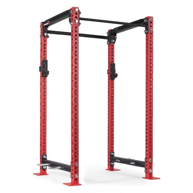 TITAN Series Power Rack | Red / 2” Fat Pull-Up Bar / Roller J-Hooks