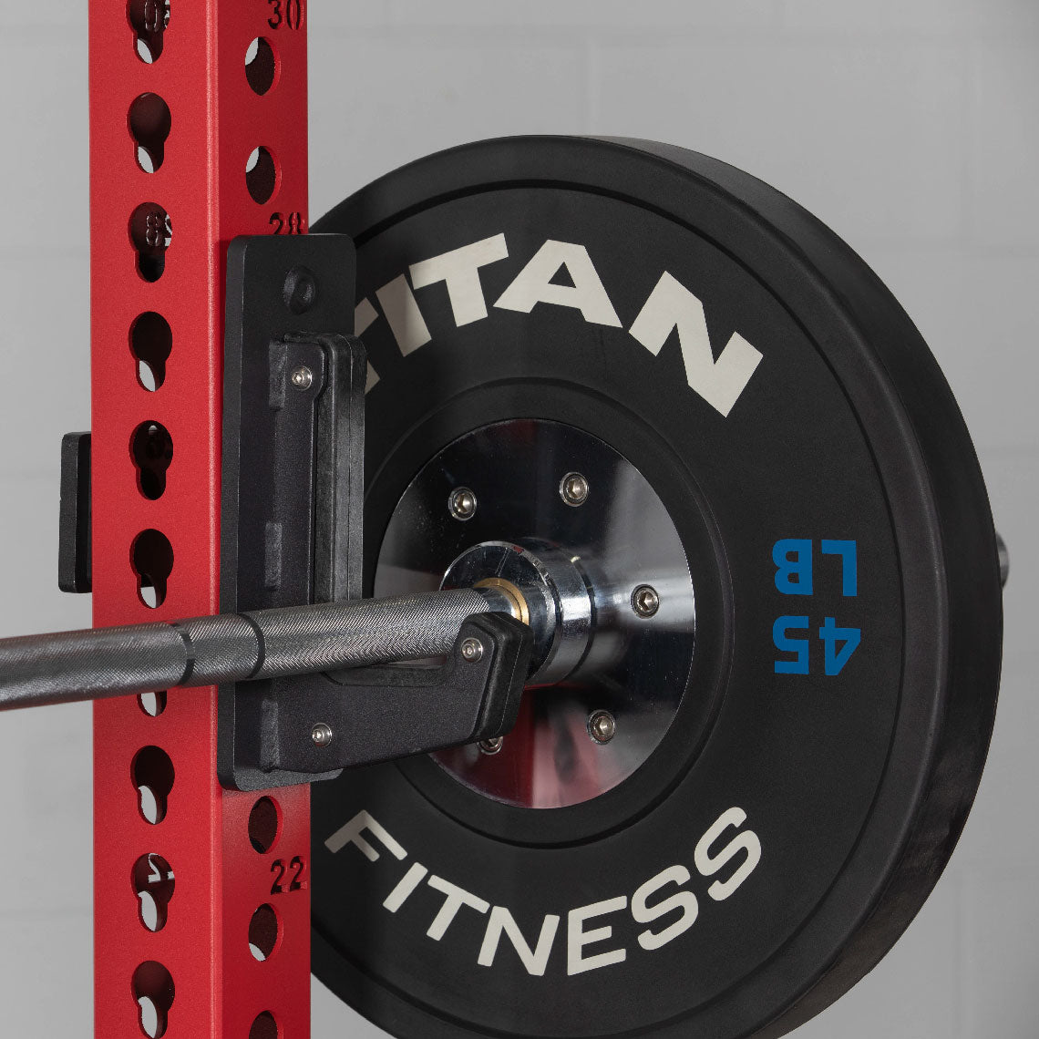 TITAN Series Power Rack - 2" Side Hole Spacing Throughout Entire Rack | Red / 2” Fat Pull-Up Bar / Sandwich J-Hooks - view 52