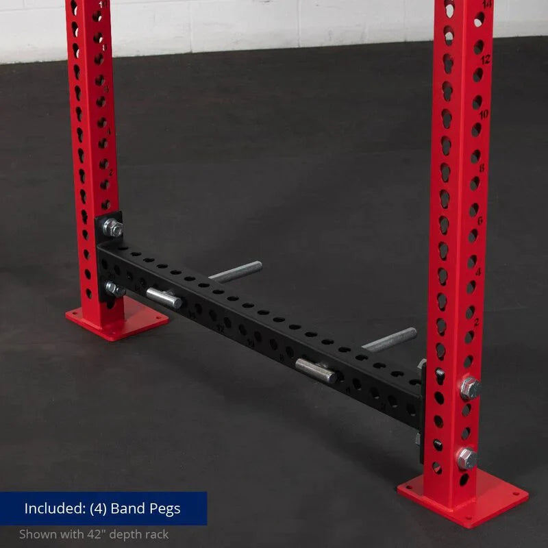 TITAN Series Power Rack - Included: (4) Band Pegs | Red / 2” Fat Pull-Up Bar / Sandwich J-Hooks