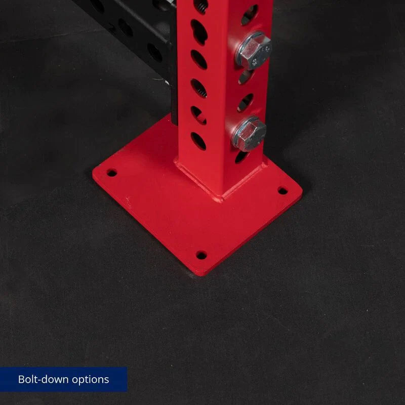 TITAN Series Power Rack - Bolt Down Options | Red / 2” Fat Pull-Up Bar / Sandwich J-Hooks
