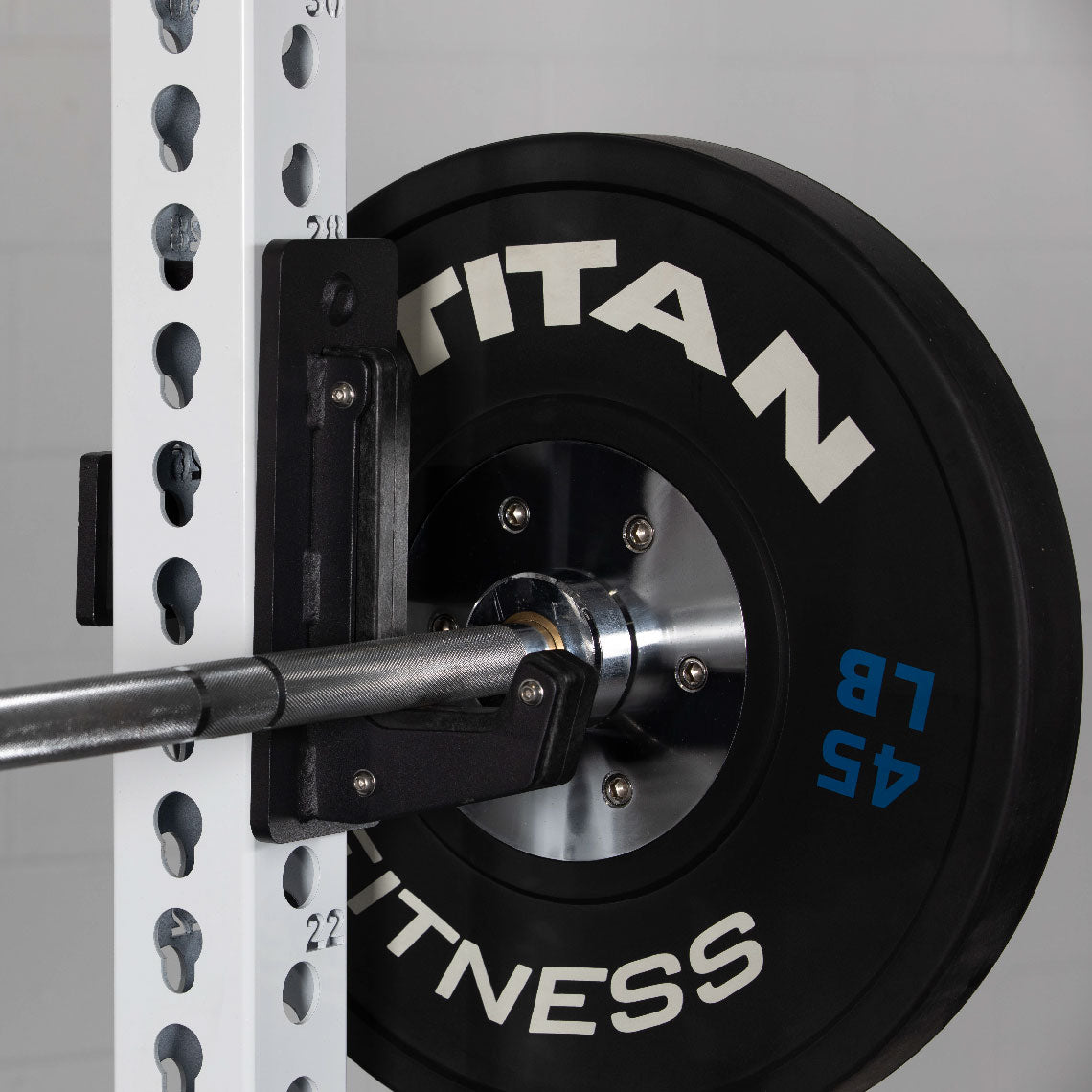 TITAN Series Power Rack - 2" Side Hole Spacing Throughout Entire Rack | White / 2” Fat Pull-Up Bar / Sandwich J-Hooks - view 64