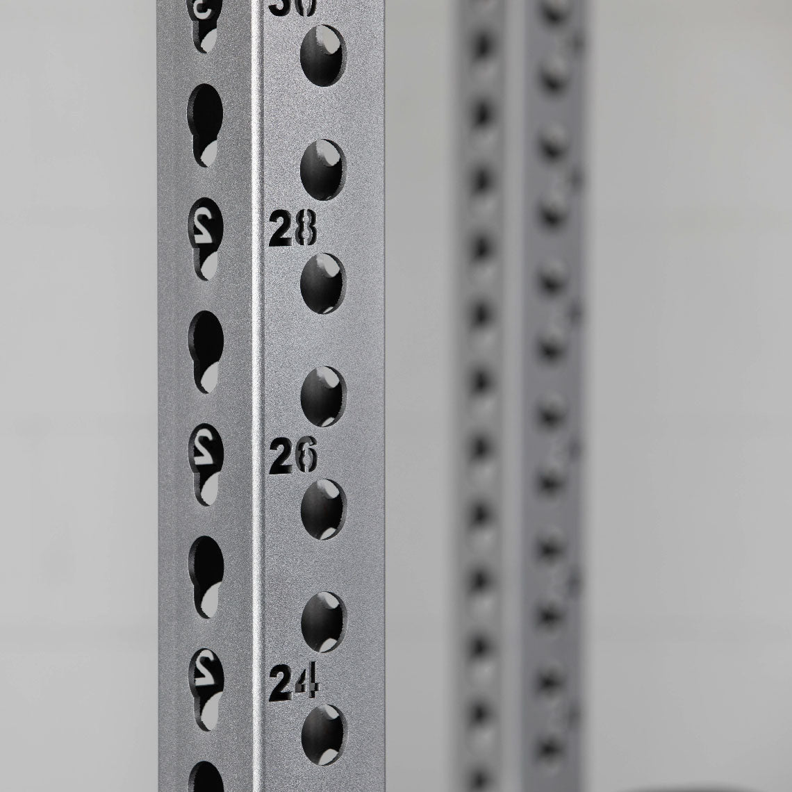 TITAN Series Power Rack - 2" Side Hole Spacing Throughout Entire Rack | Silver / Crossmember Nameplate / Sandwich J-Hooks