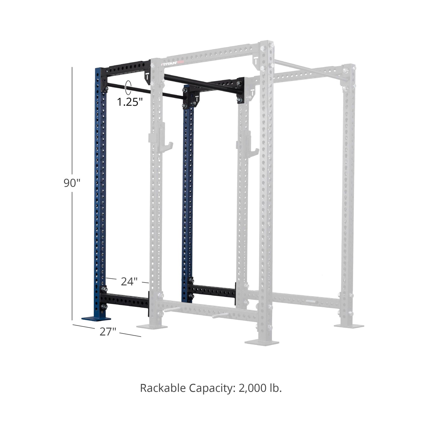 TITAN Series 24" Extension Kit - Extension Color: Navy - Extension Height: 90" - Crossmember: 1.25" Pull-Up Bar | Navy / 90" / 1.25" Pull-Up Bar - view 48