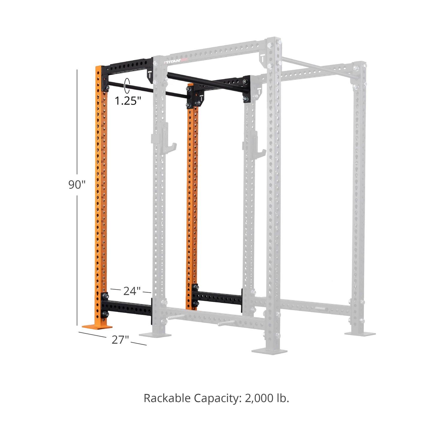 TITAN Series 24" Extension Kit - Extension Color: Orange - Extension Height: 90" - Crossmember: 1.25" Pull-Up Bar | Orange / 90" / 1.25" Pull-Up Bar - view 89