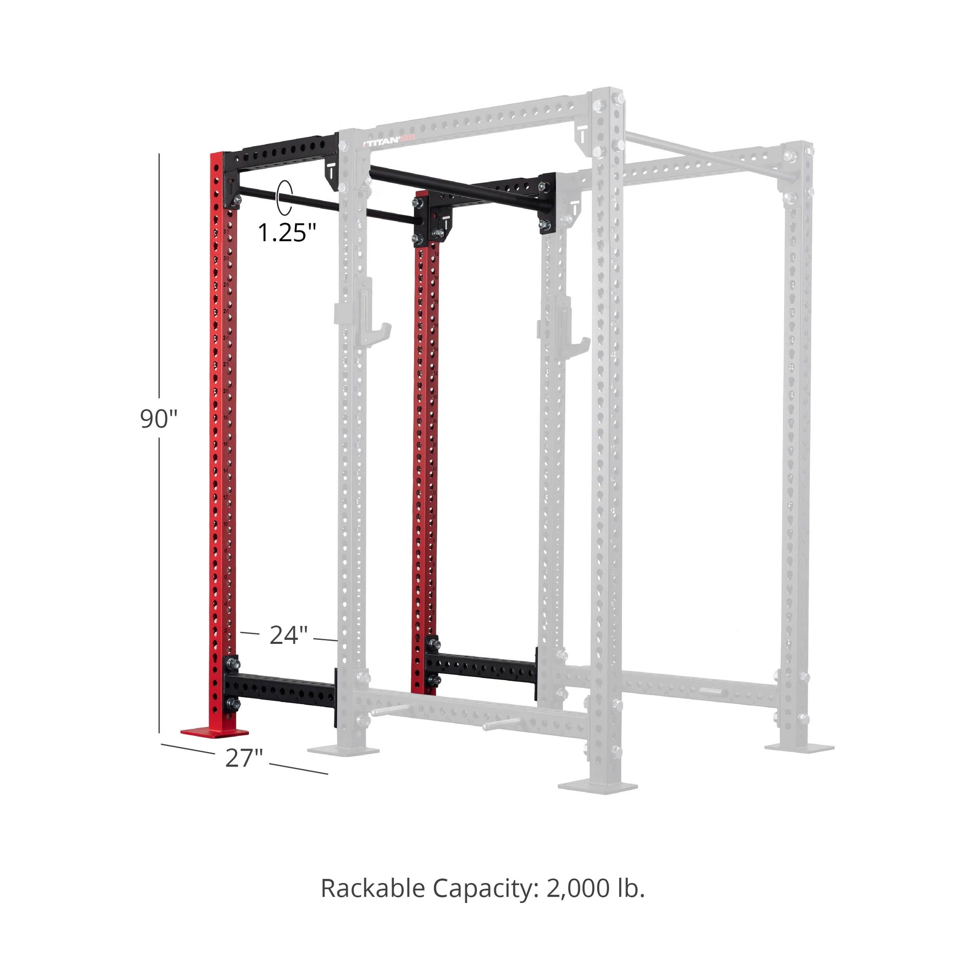 TITAN Series 24" Extension Kit - Extension Color: Red - Extension Height: 90" - Crossmember: 1.25" Pull-Up Bar | Red / 90" / 1.25" Pull-Up Bar