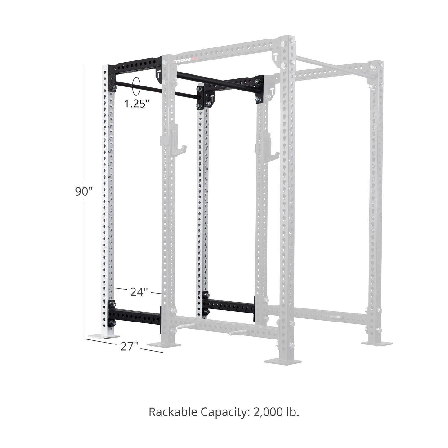 TITAN Series 24" Extension Kit - Extension Color: White - Extension Height: 90" - Crossmember: 1.25" Pull-Up Bar | White / 90" / 1.25" Pull-Up Bar - view 209