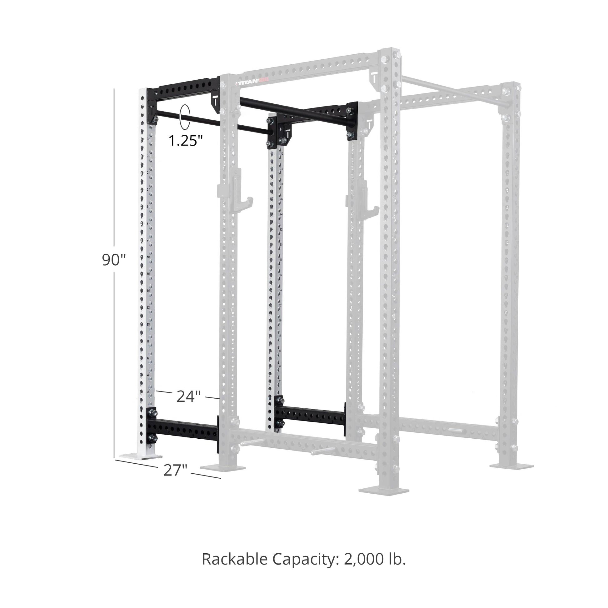 TITAN Series 24" Extension Kit - Extension Color: White - Extension Height: 90" - Crossmember: 1.25" Pull-Up Bar | White / 90" / 1.25" Pull-Up Bar