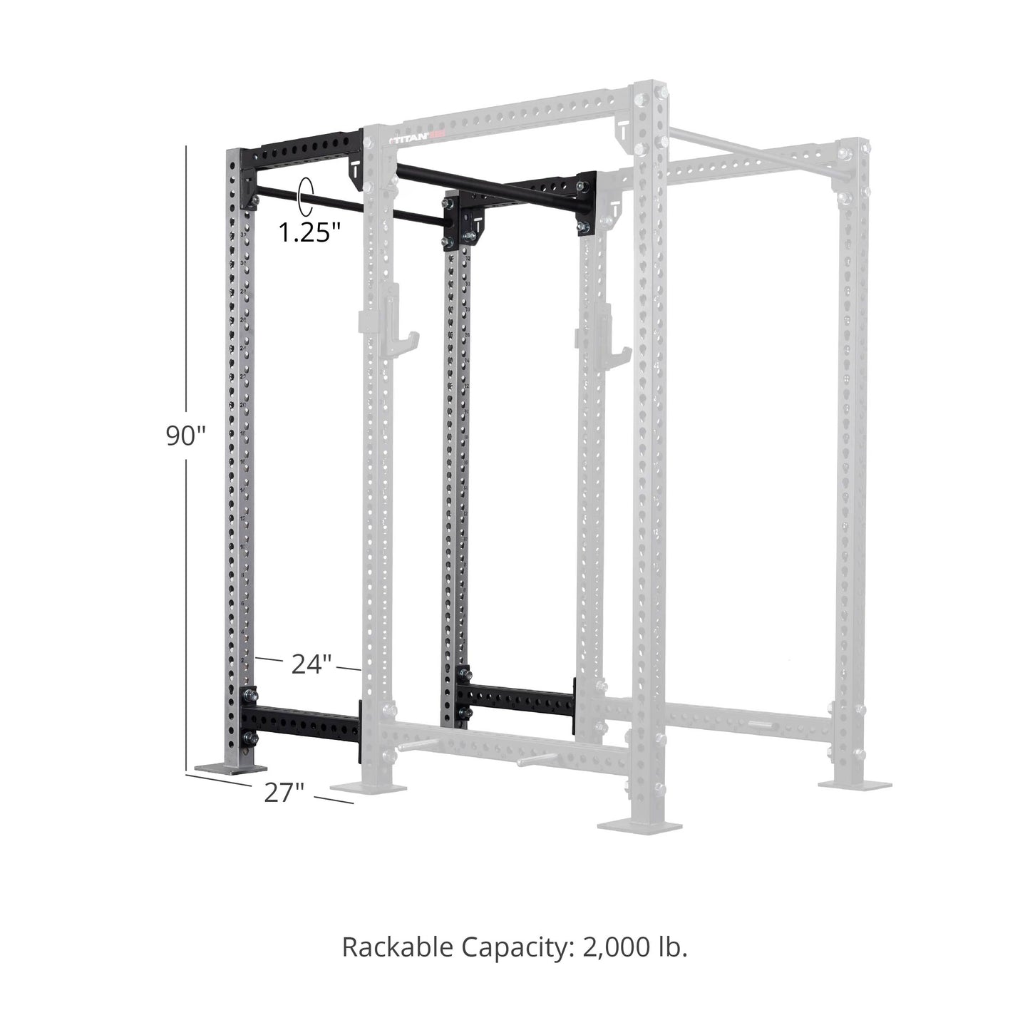 TITAN Series 24" Extension Kit - Extension Color: Silver - Extension Height: 90" - Crossmember: 1.25" Pull-Up Bar | Silver / 90" / 1.25" Pull-Up Bar - view 169