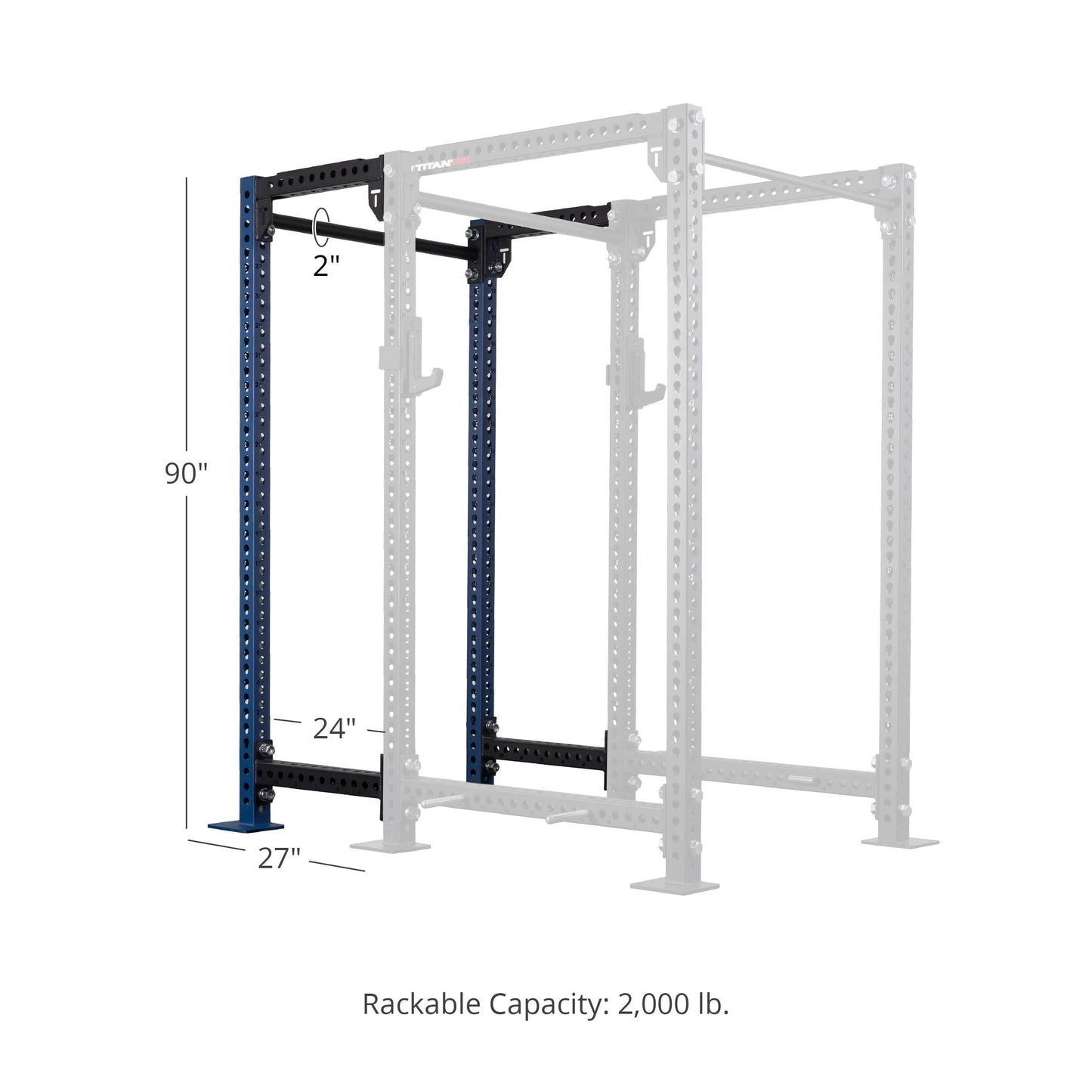 TITAN Series 24" Extension Kit - Extension Color: Navy - Extension Height: 90" - Crossmember: 2" Fat Pull-Up Bar | Navy / 90" / 2" Fat Pull-Up Bar - view 54