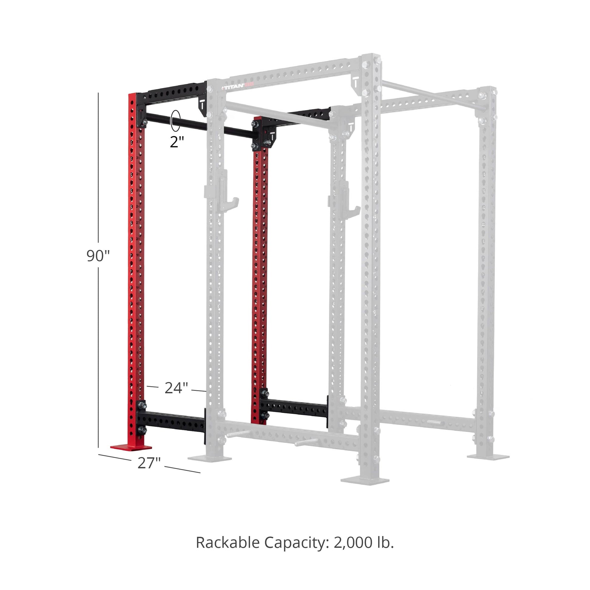 TITAN Series 24" Extension Kit - Extension Color: Red - Extension Height: 90" - Crossmember: 2" Fat Pull-Up Bar | Red / 90" / 2" Fat Pull-Up Bar