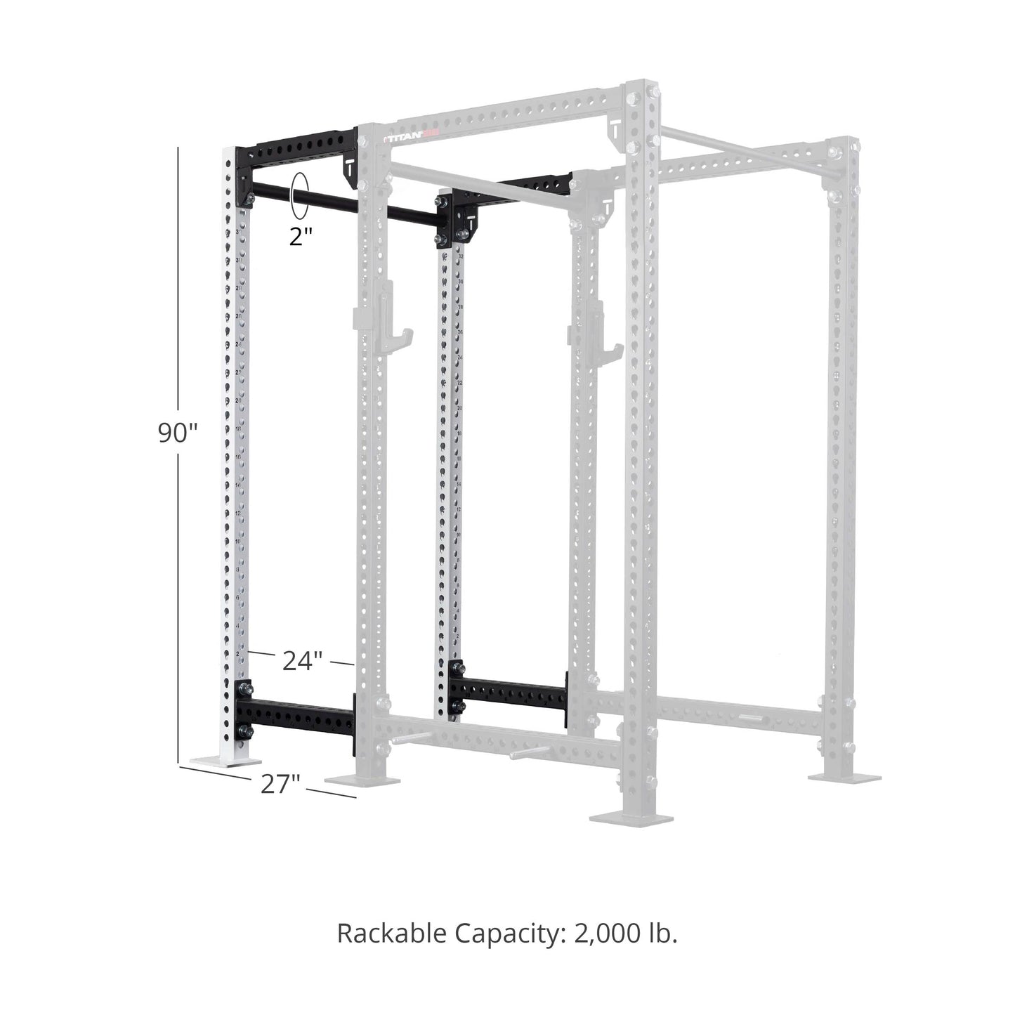 TITAN Series 24" Extension Kit - Extension Color: White - Extension Height: 90" - Crossmember: 2" Fat Pull-Up Bar | White / 90" / 2" Fat Pull-Up Bar - view 214