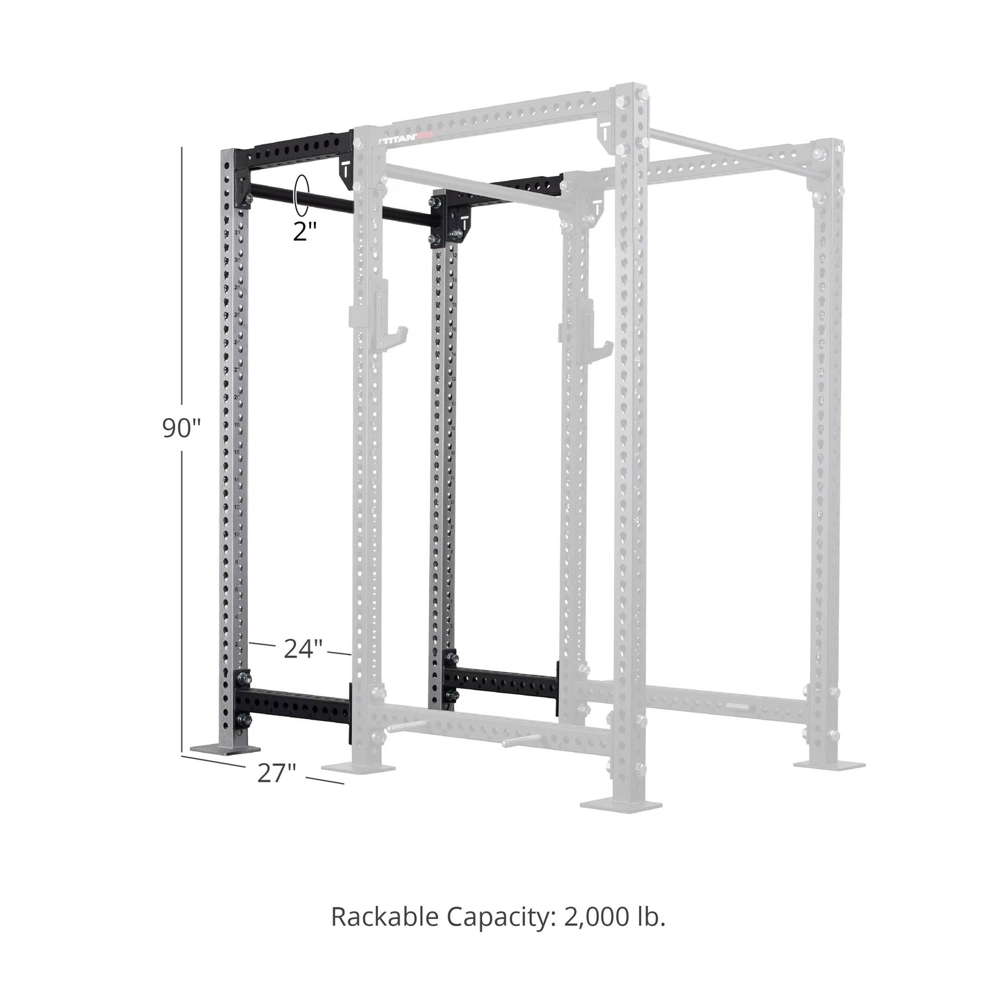 TITAN Series 24" Extension Kit - Extension Color: Silver - Extension Height: 90" - Crossmember: 2" Fat Pull-Up Bar | Silver / 90" / 2" Fat Pull-Up Bar - view 174