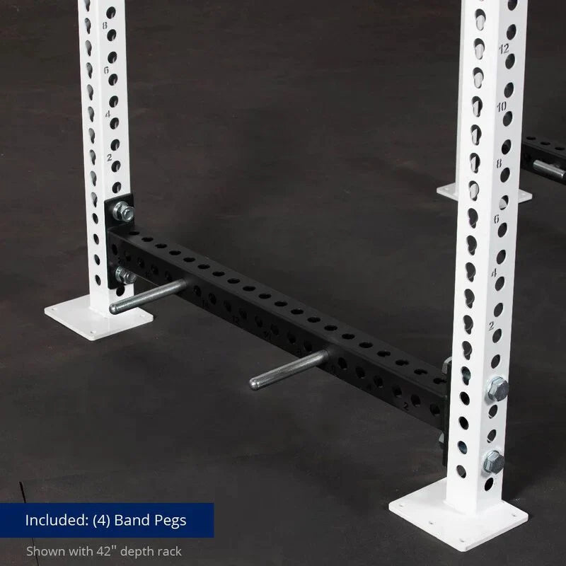 TITAN Series Power Rack - Included: (4) Band Pegs | White / 2” Fat Pull-Up Bar / No J-Hooks