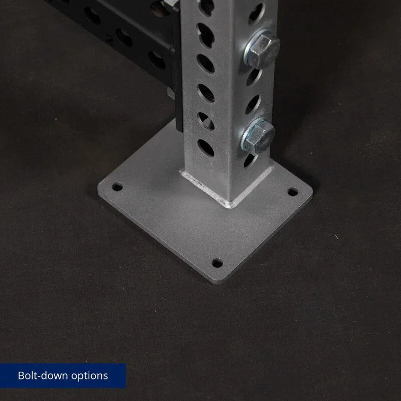 TITAN Series Power Rack - Bolt Down Options | Silver / 2” Fat Pull-Up Bar / Roller J-Hooks