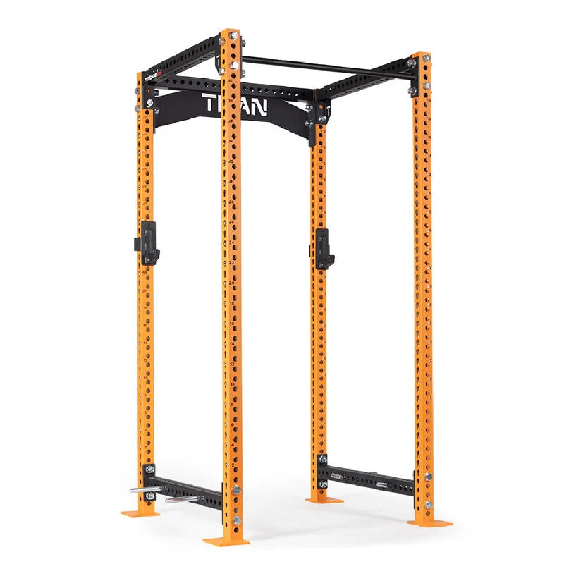 TITAN Series Power Rack | Orange / 2” Fat Pull-Up Bar / Roller J-Hooks