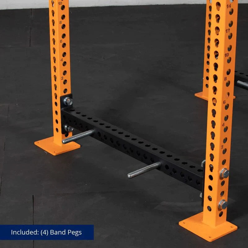 TITAN Series Power Rack - Included: (4) Band Pegs | Orange / 2” Fat Pull-Up Bar / Roller J-Hooks