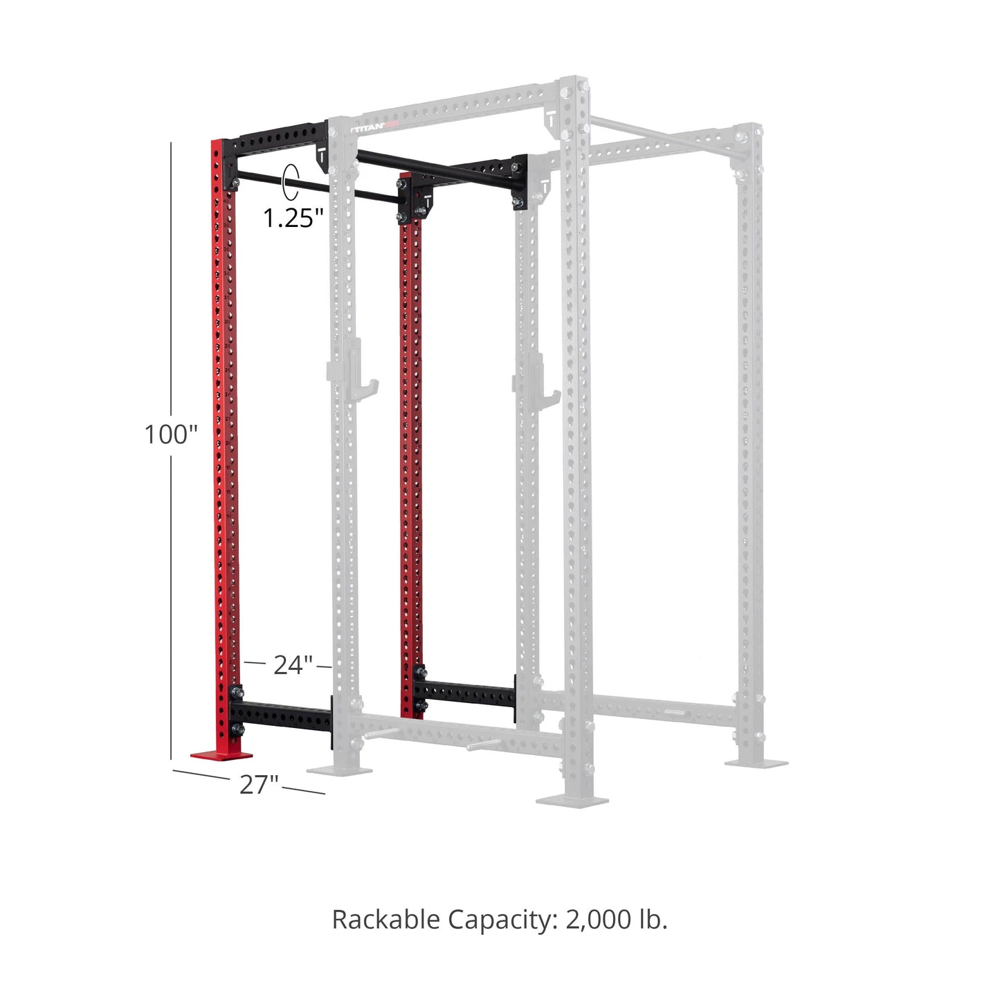TITAN Series 24" Extension Kit - Extension Color: Red - Extension Height: 100" - Crossmember: 1.25" Pull-Up Bar | Red / 100" / 1.25" Pull-Up Bar - view 149