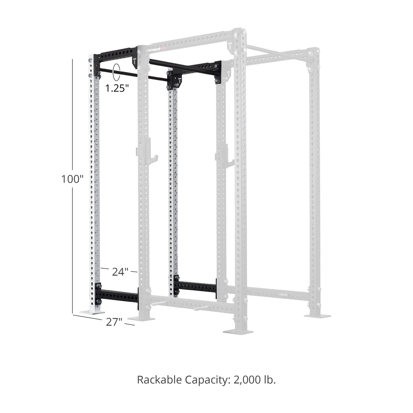 TITAN Series 24" Extension Kit - Extension Color: White - Extension Height: 100" - Crossmember: 1.25" Pull-Up Bar | White / 100" / 1.25" Pull-Up Bar - view 229
