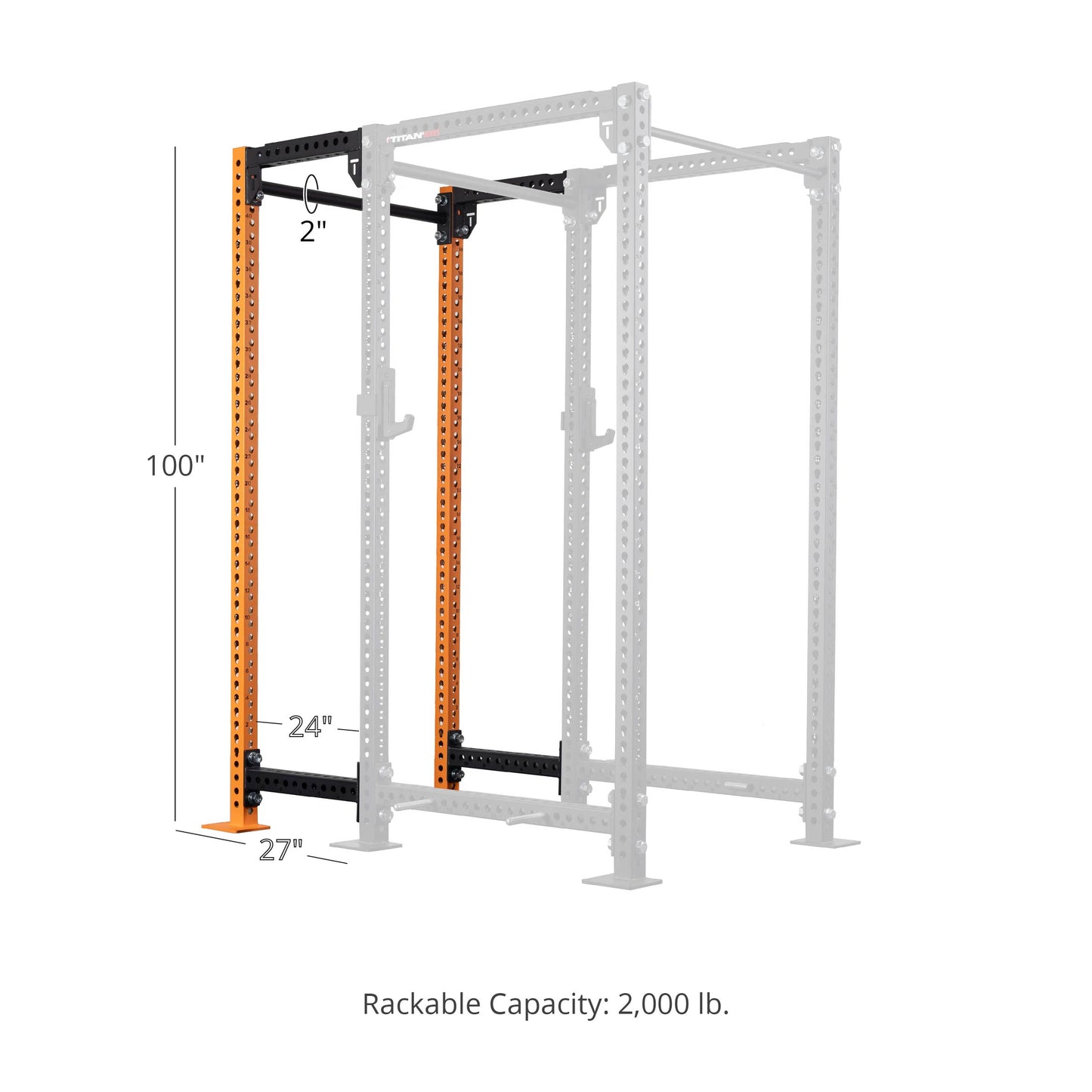 TITAN Series 24" Extension Kit - Extension Color: Orange - Extension Height: 100" - Crossmember: 2" Fat Pull-Up Bar | Orange / 100" / 2" Fat Pull-Up Bar - view 114