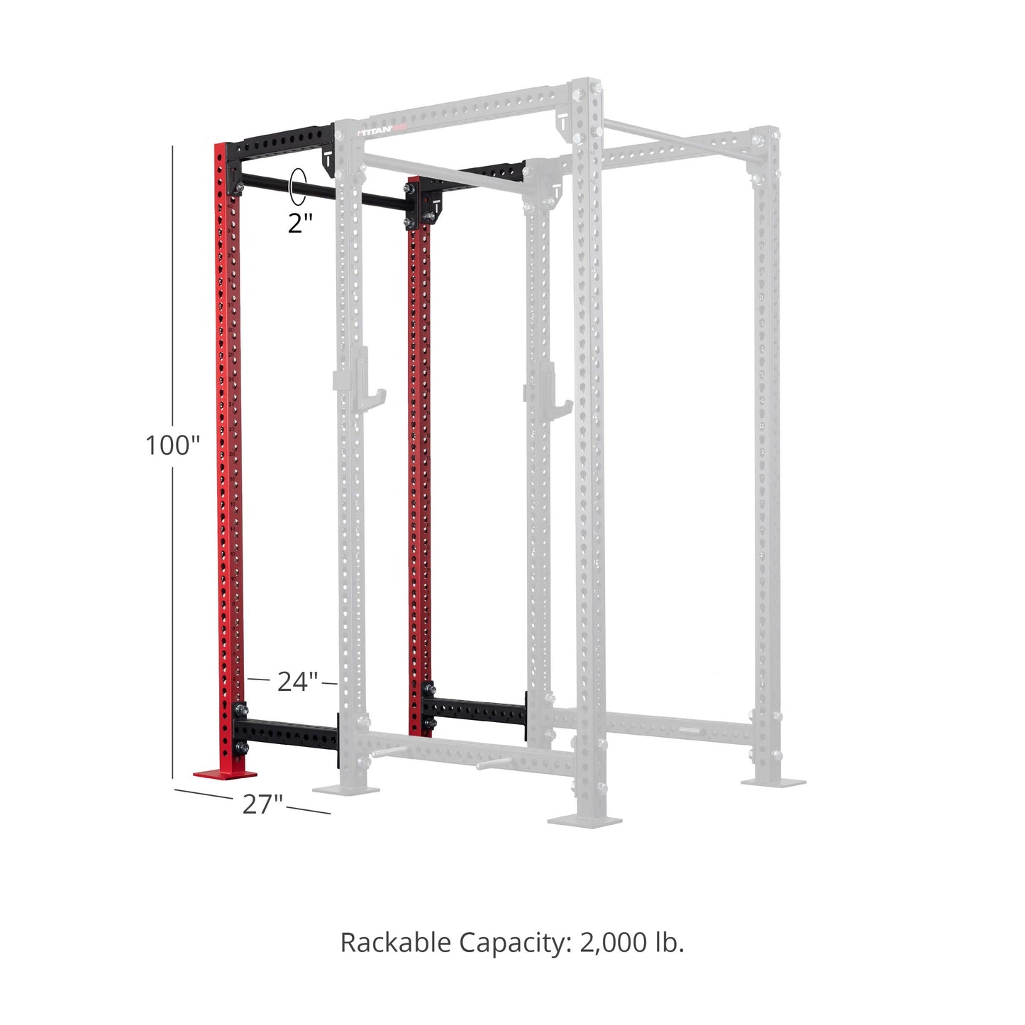 TITAN Series 24" Extension Kit - Extension Color: Red - Extension Height: 100" - Crossmember: 2" Fat Pull-Up Bar | Red / 100" / 2" Fat Pull-Up Bar - view 154