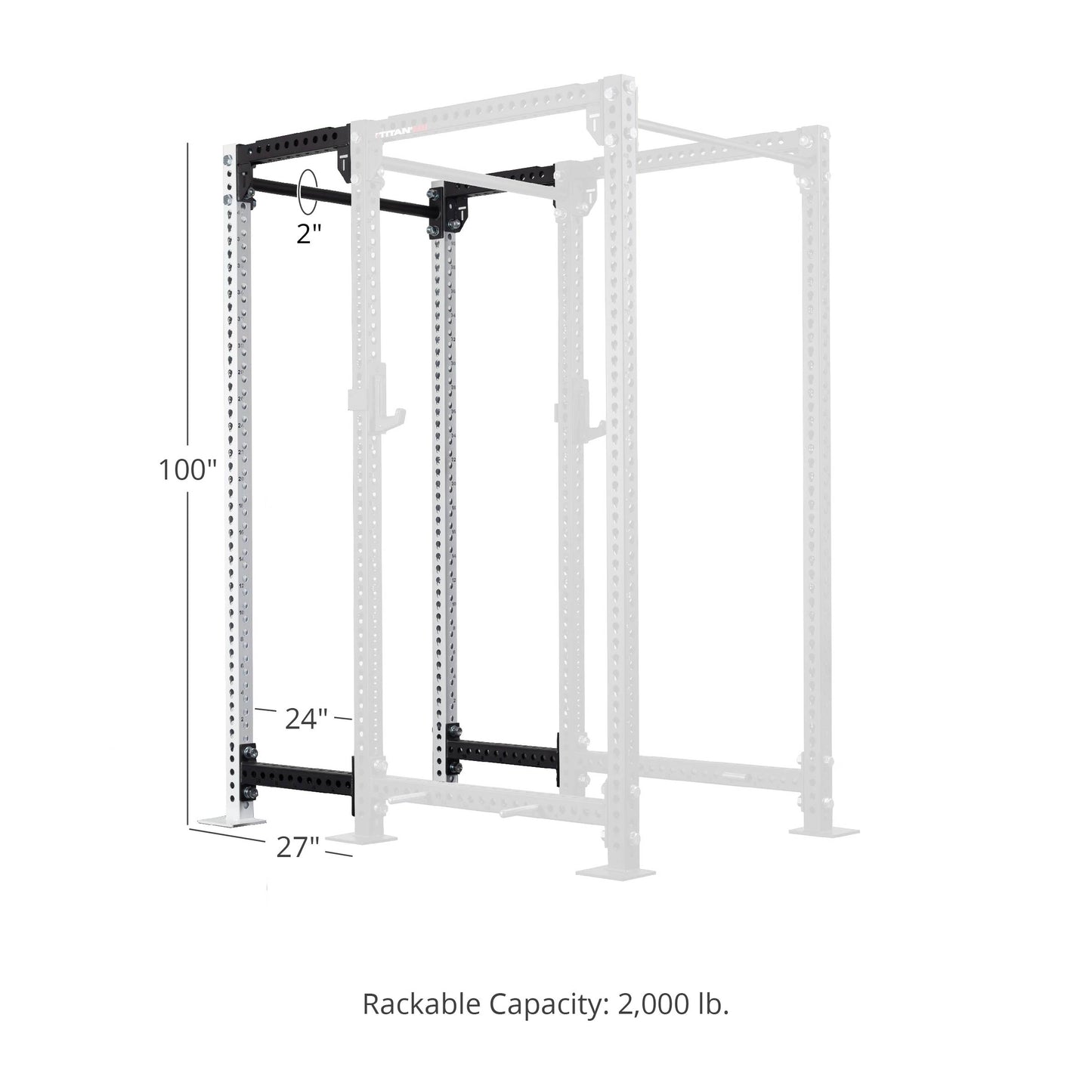 TITAN Series 24" Extension Kit - Extension Color: White - Extension Height: 100" - Crossmember: 2" Fat Pull-Up Bar | White / 100" / 2" Fat Pull-Up Bar - view 234