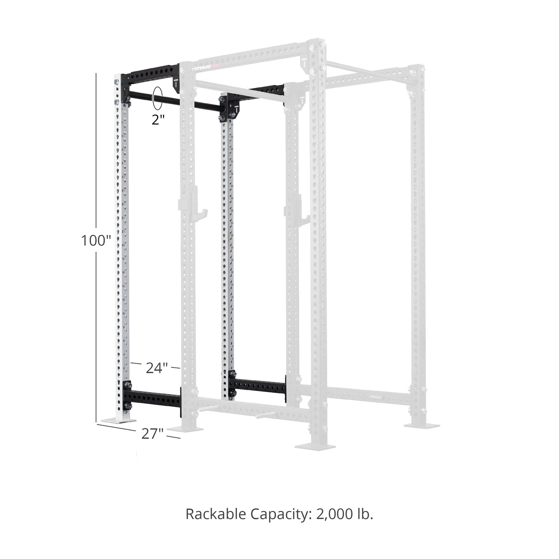TITAN Series 24" Extension Kit - Extension Color: White - Extension Height: 100" - Crossmember: 2" Fat Pull-Up Bar | White / 100" / 2" Fat Pull-Up Bar