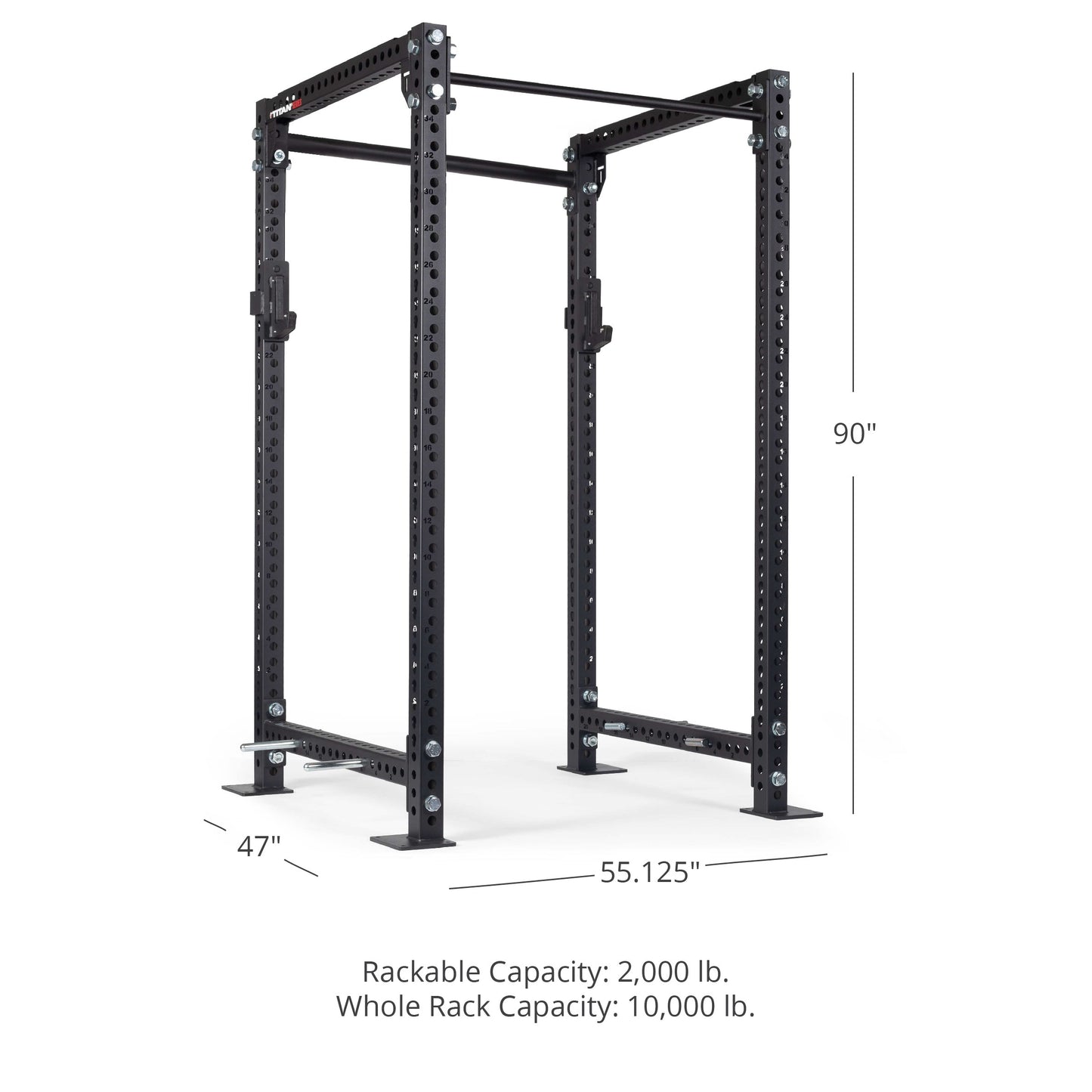 TITAN Series Power Rack - Included: (4) Band Pegs | Black / 2” Fat Pull-Up Bar / No J-Hooks - view 5