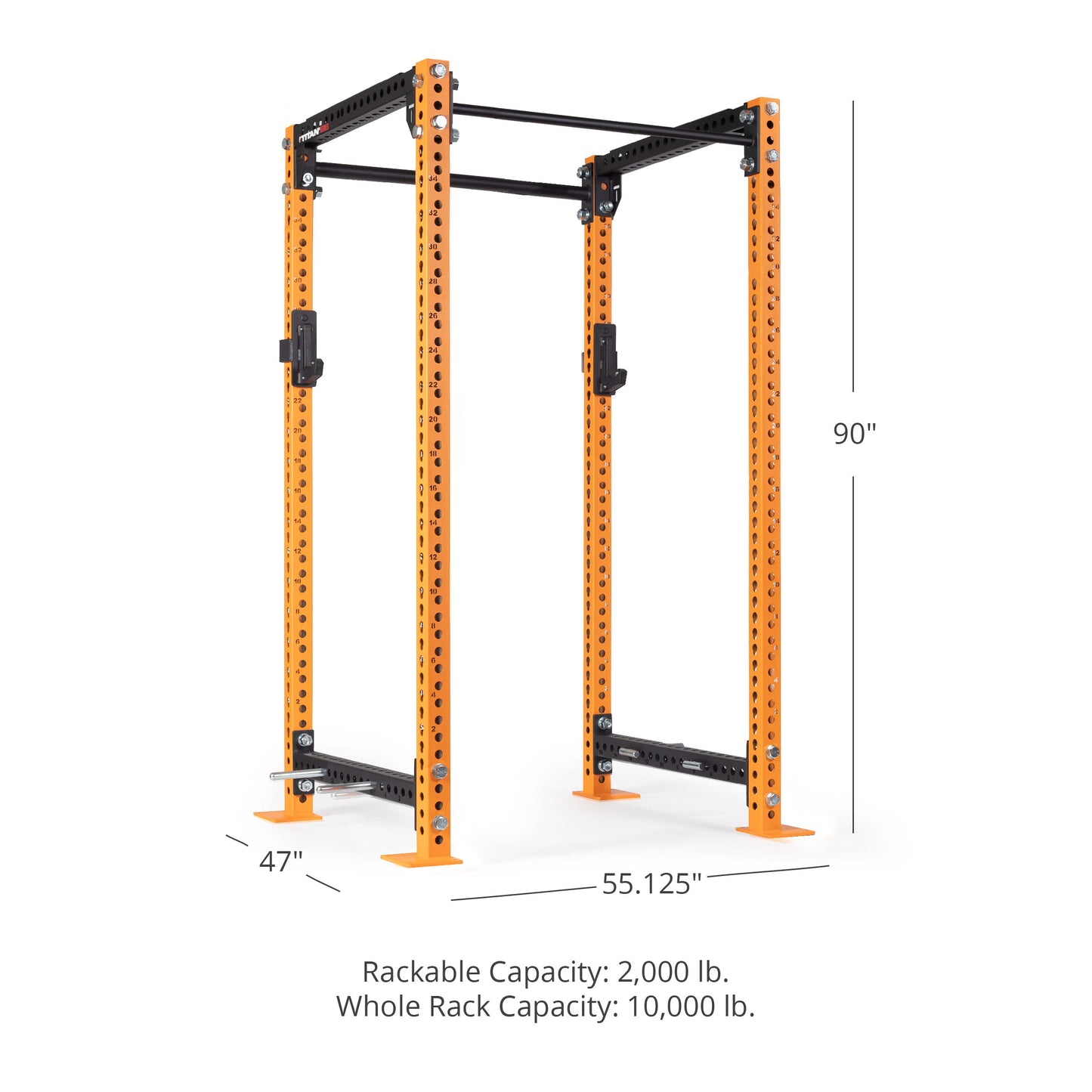 TITAN Series Power Rack - Included: (4) Band Pegs | Orange / 2” Fat Pull-Up Bar / No J-Hooks - view 15