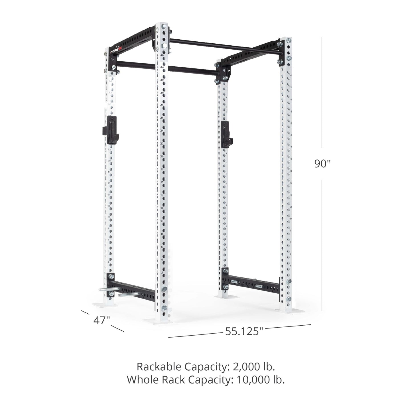 TITAN Series Power Rack - Bolt Down Options | White / 2” Fat Pull-Up Bar / No J-Hooks - view 30