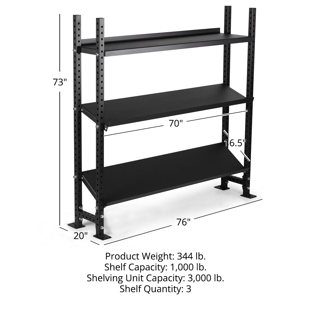 Elite Series Mass Storage System with Adjustable Shelves | 3 Tier 73" / 70" / No - view 40